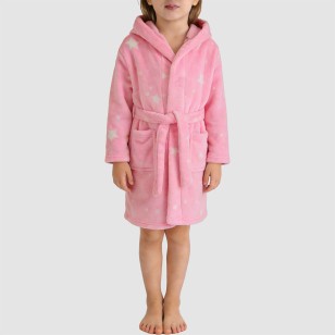 Simple and soft plush hooded bathrobe