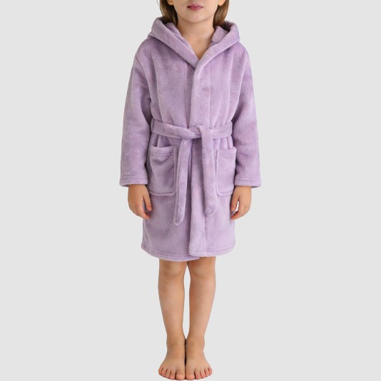 Soft and comfortable long-sleeved hooded bathrobe