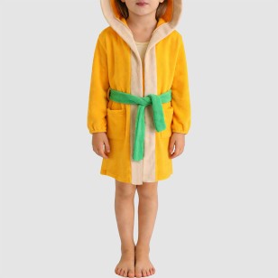 Cartoon-themed long-sleeved hooded bathrobe