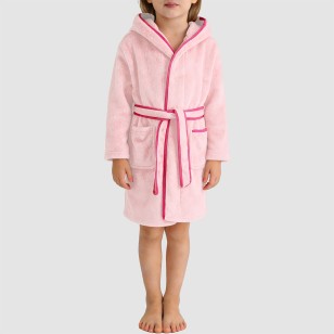 Luxurious contrasting trim hooded bathrobe