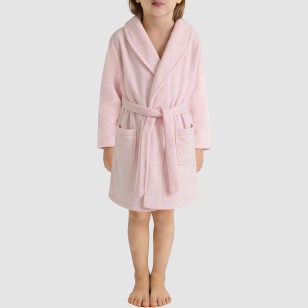 Notched lapel warm hooded bathrobe