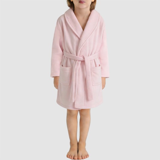 Notched lapel warm hooded bathrobe