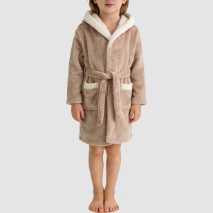 Cute cartoon flannel hooded bathrobe