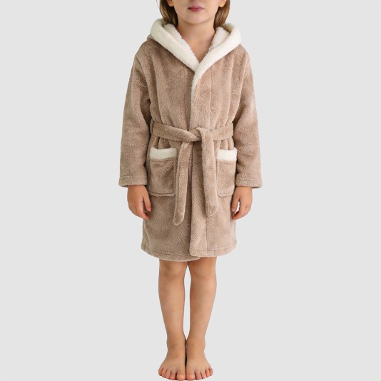 Cute cartoon flannel hooded bathrobe