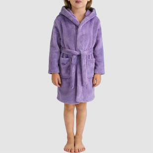Warm and comfortable plush hooded bathrobe