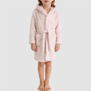 Simple plush comfortable hooded bathrobe