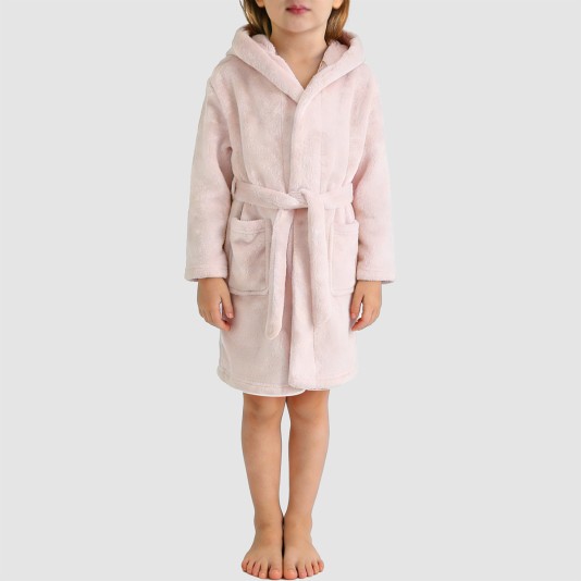 Simple plush comfortable hooded bathrobe