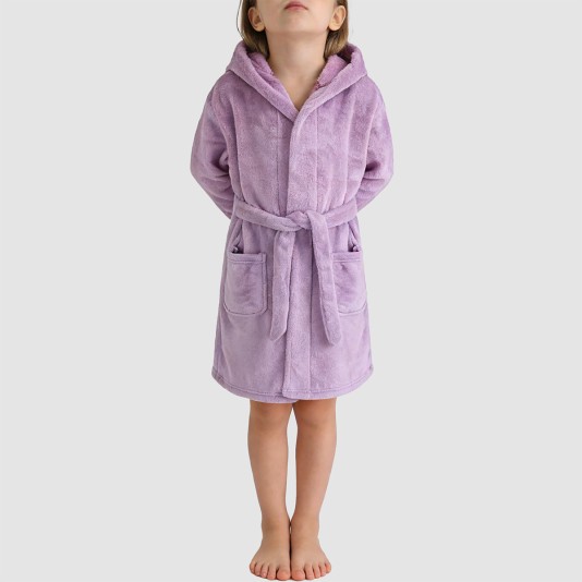Soft and comfortable long-sleeved hooded bathrobe