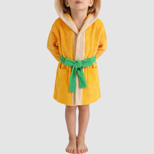 Cartoon-themed long-sleeved hooded bathrobe