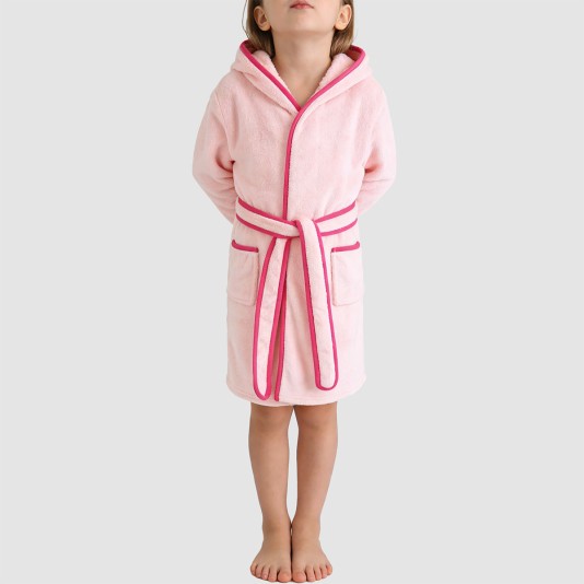 Luxurious contrasting trim hooded bathrobe