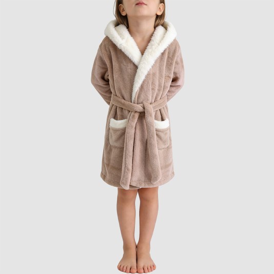 Cute cartoon flannel hooded bathrobe