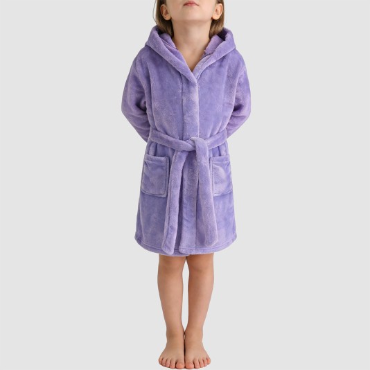 Warm and comfortable plush hooded bathrobe