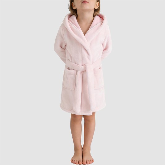 Simple plush comfortable hooded bathrobe