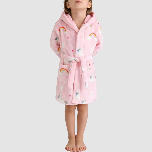 Stylish and soft plush hooded bathrobe