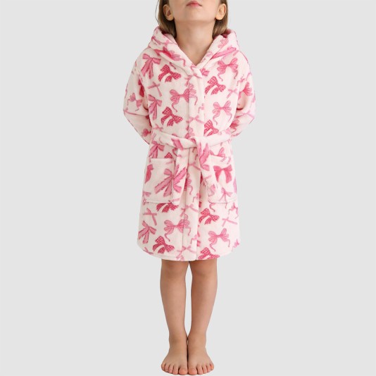 Soft and skin-friendly fleece hooded bathrobe