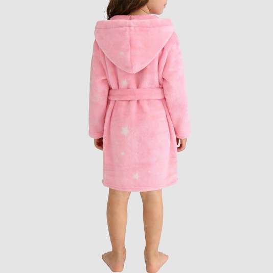 Simple and soft plush hooded bathrobe