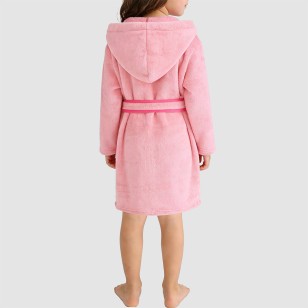 Luxurious contrasting trim hooded bathrobe