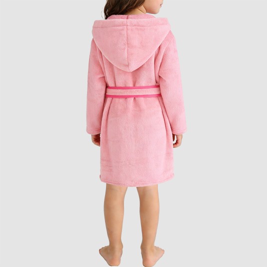 Luxurious contrasting trim hooded bathrobe