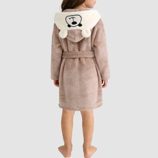 Cute cartoon flannel hooded bathrobe