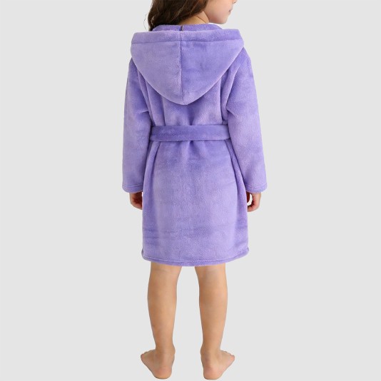 Warm and comfortable plush hooded bathrobe