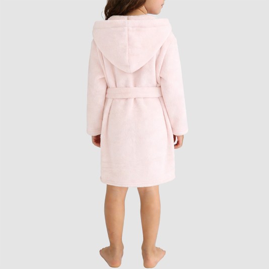 Simple plush comfortable hooded bathrobe