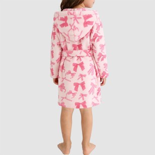 Soft and skin-friendly fleece hooded bathrobe