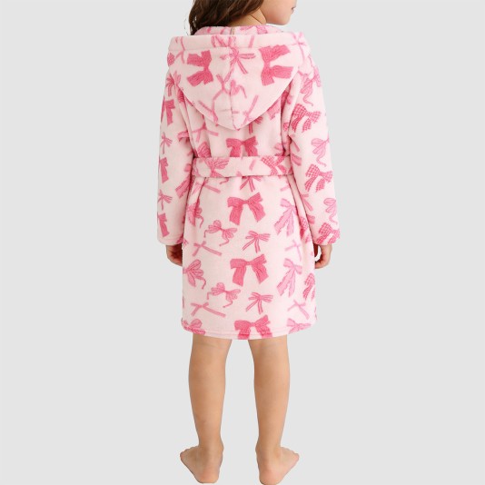 Soft and skin-friendly fleece hooded bathrobe