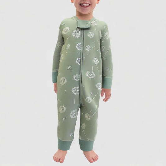 Dandelion print soft boys' one-piece pajamas