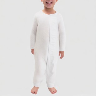 White round neck pure cotton boys' onesie pajamas
