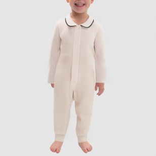 Simple collared boys' one-piece pajamas
