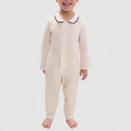 Simple collared boys' one-piece pajamas