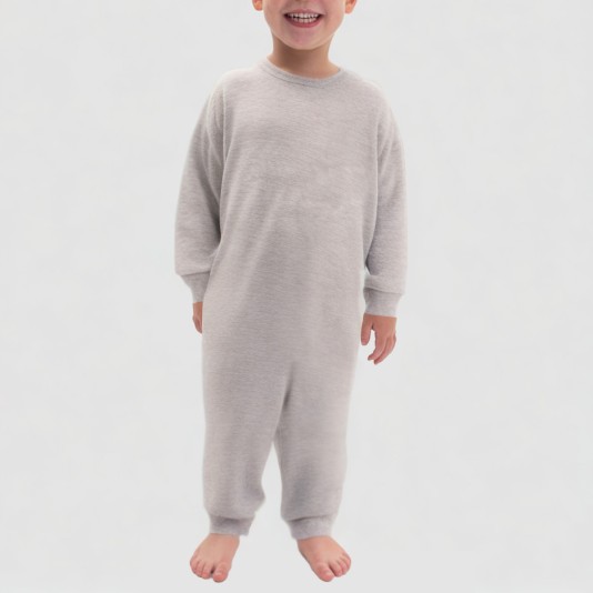 Simple round-neck boys' one-piece pajamas