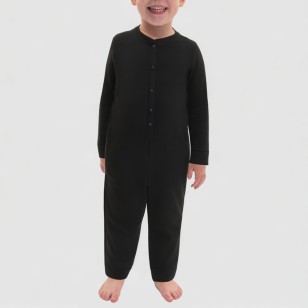 Black elastic boys' one-piece pajamas