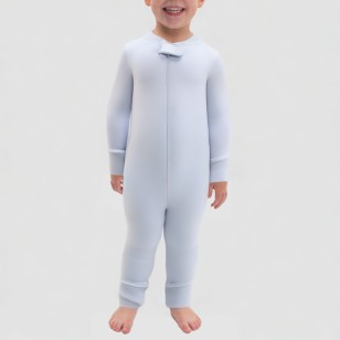 Blue simple pure cotton boys' one-piece pajamas