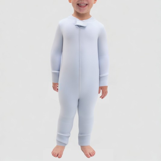 Blue simple pure cotton boys' one-piece pajamas
