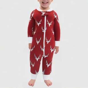 High-quality zippered pure cotton boys' onesie pajamas