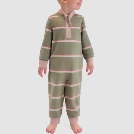 Striped high-neck boys' one-piece pajamas