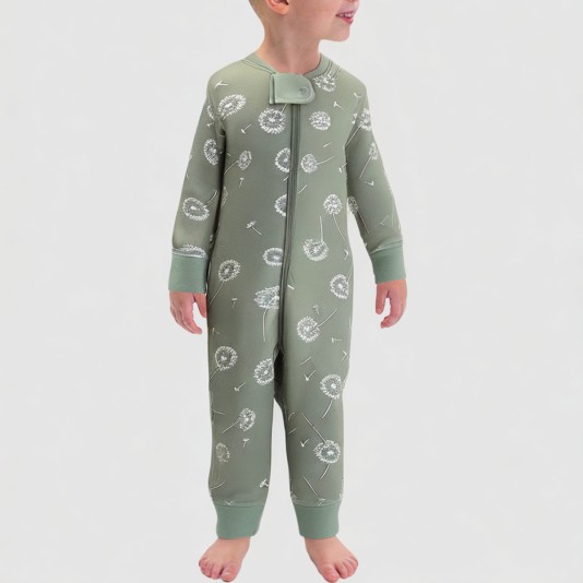 Dandelion print soft boys' one-piece pajamas