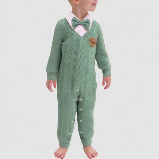 Stylish and warm boys' one-piece pajamas
