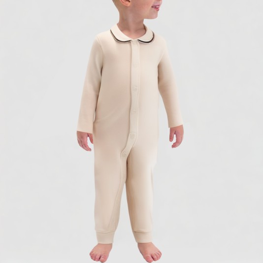 Simple collared boys' one-piece pajamas