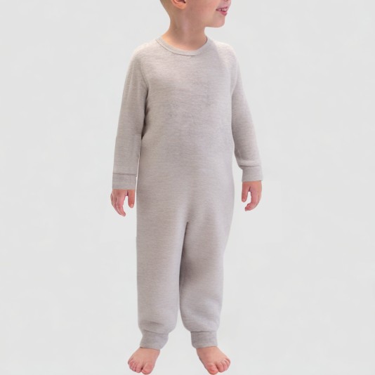 Simple round-neck boys' one-piece pajamas
