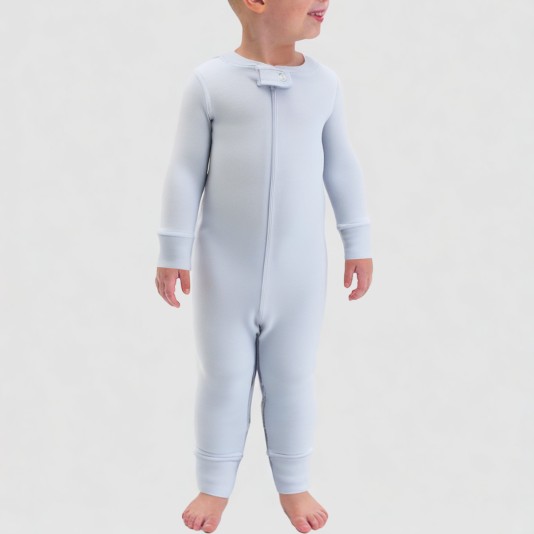 Blue simple pure cotton boys' one-piece pajamas