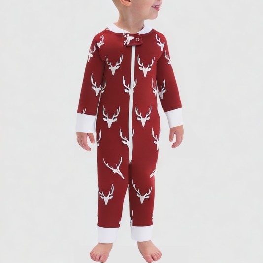 High-quality zippered pure cotton boys' onesie pajamas