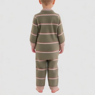 Striped high-neck boys' one-piece pajamas