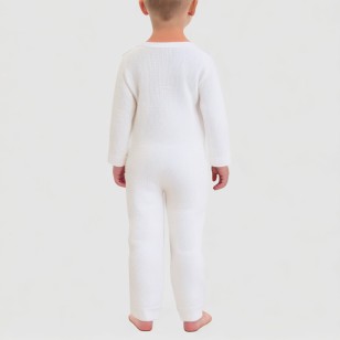White round neck pure cotton boys' onesie pajamas