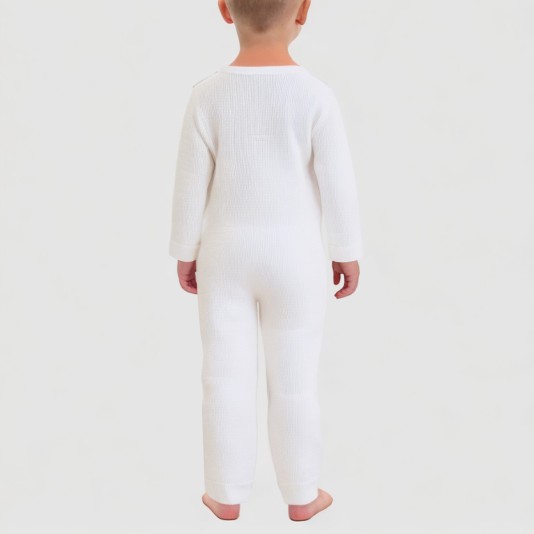 White round neck pure cotton boys' onesie pajamas