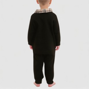 Checkered collar comfortable boys' onesie pajamas