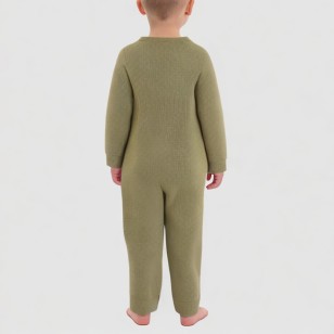 Autumn waffle knit boys' one-piece pajamas