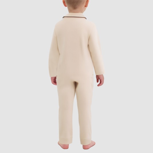 Simple collared boys' one-piece pajamas