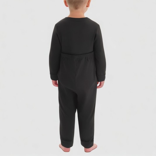 Black elastic boys' one-piece pajamas